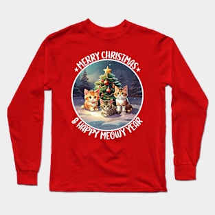 Meowy Christmas, Happy New Year, Cute Kittens, Funny Christmas Cats Long Sleeve T-Shirt